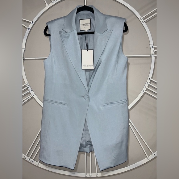 bagatelle Jackets & Blazers - bagatelle Powder Blue Sleeveless Tailored Blazer Vest